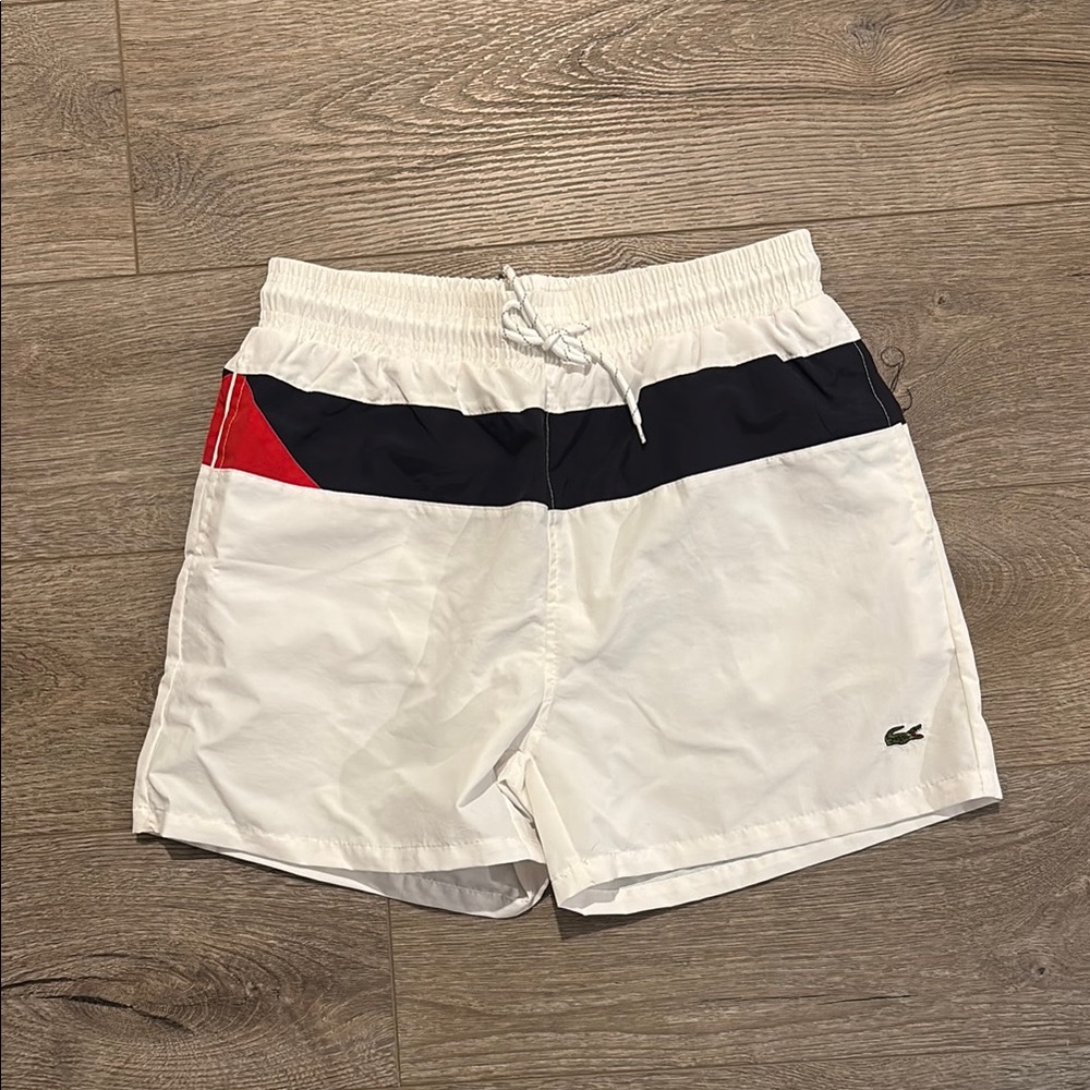Lacoste White and Black Swim Shorts
